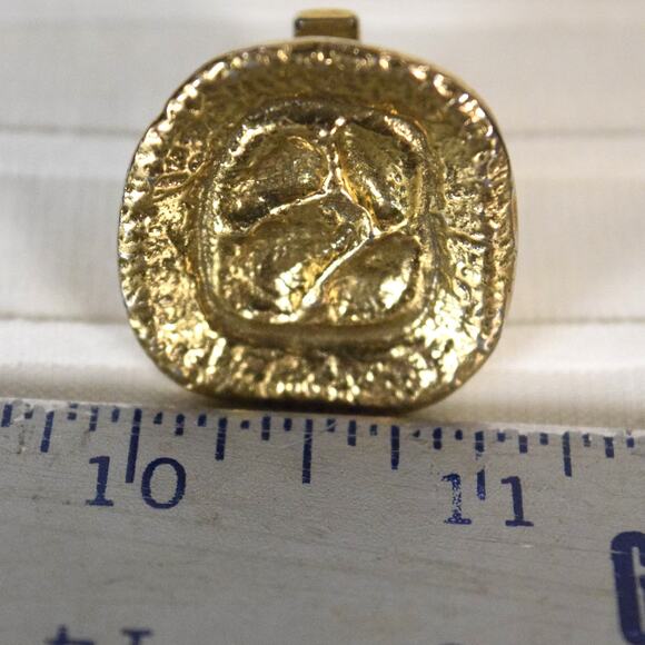 Vintage Modern "Brutalist" Cufflinks Mid Century Modern Gold-Tone 1.25" Square - Picture 7 of 10